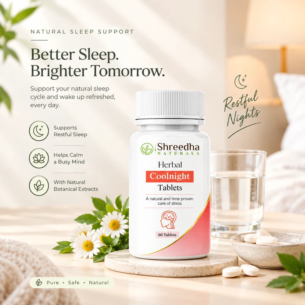 CoolNight Herbal Tablets by Shreedha Naturals for sleep support